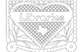 Heart with the word libraries in the middle
