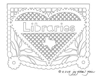 Heart with the word libraries in the middle